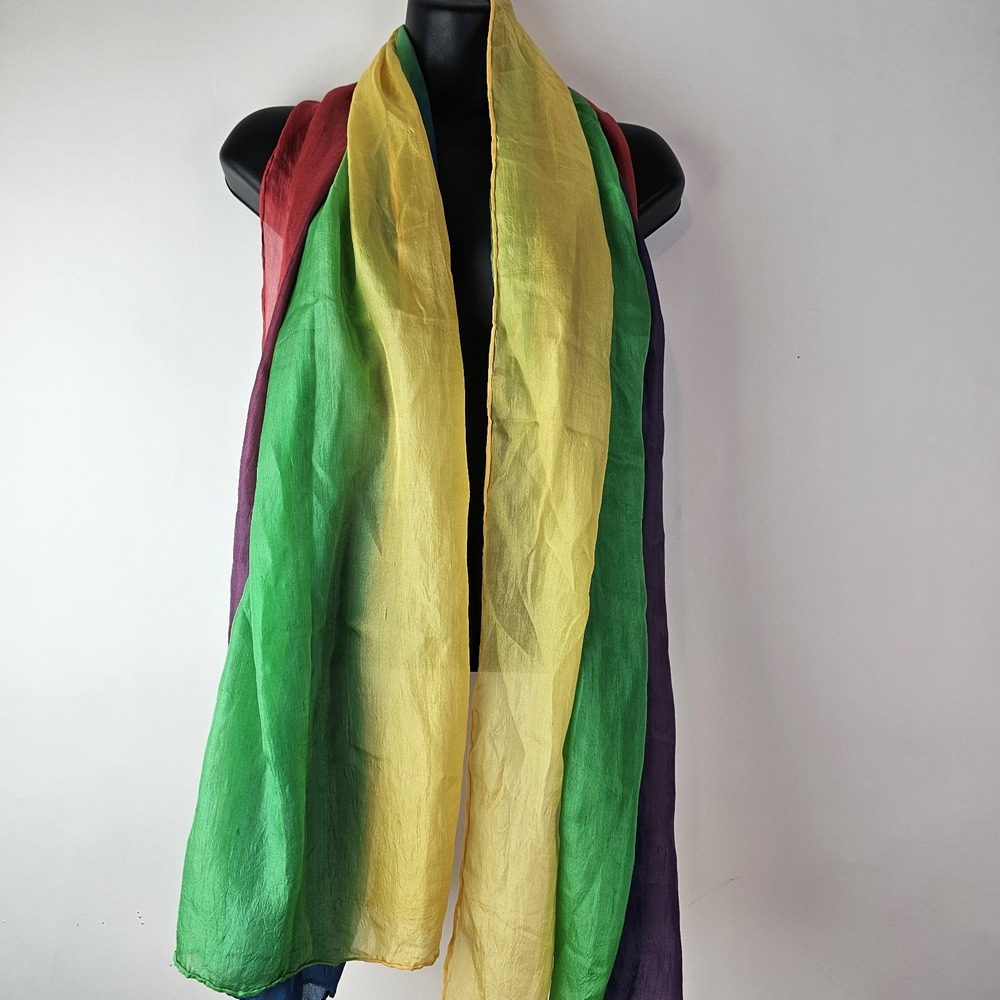 Scarf Shawl Wrap Semi‎ Sheer Rainbow Rectangle Vacation Boho Jamaica Lightweight